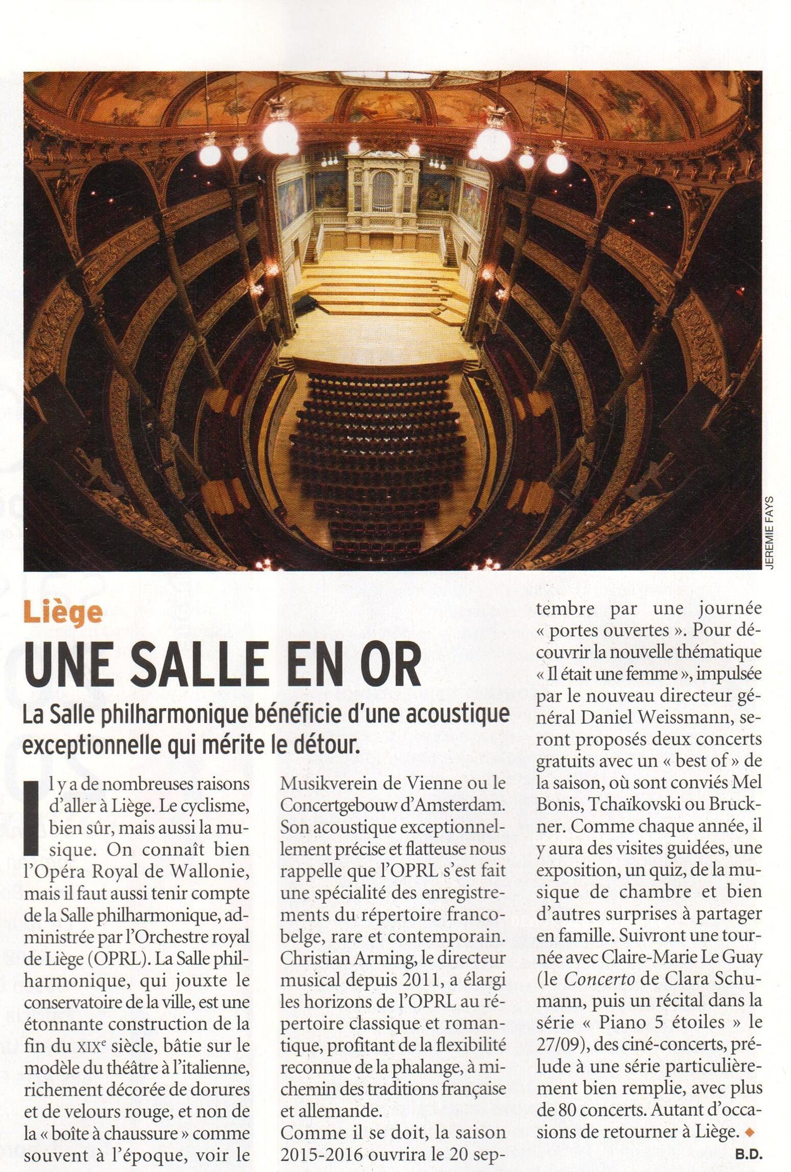 Liège : une salle en or